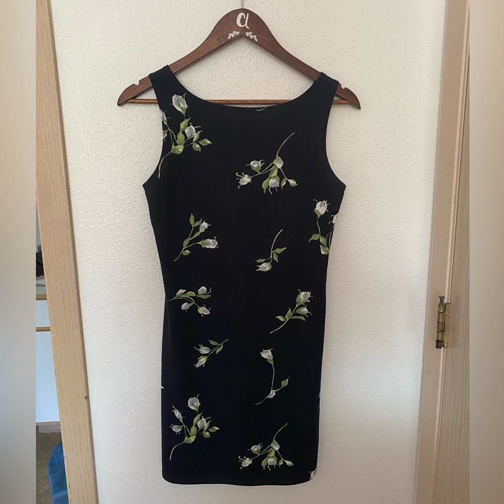 Vintage black floral mini dress